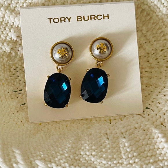 TORY BURCH Dangle Earrings Roxanne blue crystal - Picture 7 of 7